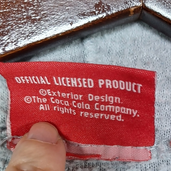 Coca-Cola Unisex Polar Bear Fleece Hoodie L Gray Cozy Holiday Graphic Pullover - Picture 7 of 10
